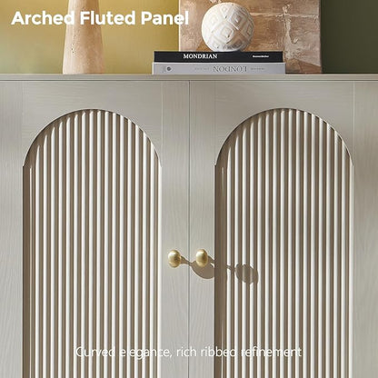 IFBUY Modern Sideboard Buffet Cabinet, 61.75" W Fluted Arched Buffet Cabinet - Image 4