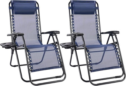 Sweetcrispy Zero Gravity Chairs Set of 2, Outdoor Folding Reclining Lounge Chair by Sweetcrispy