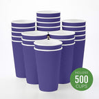 Restaurantware 16 Ounce Ripple Wall Disposable Coffee Cups, 500 Insulated Royal Purple Paper Tumblers with Rolled Rim Design, Lids Sold Separately for Hot Drinks like Tea and More
