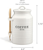 Barnyard Designs Coffee Canister for Kitchen Counter, Decorative Ceramic Coffee Container, Rustic Farmhouse Canister Jar, White (Coffee)