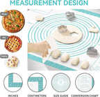 Silicone Pastry Mat for Dough Rolling, Silicone Baking Mat with Measurement, Nonslip Fondant/Pie Crust Mat for Making Cookies Macarons Baking Tools 32 x 24 Inch