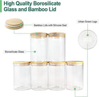 Urban Green Glass Jars with Airtight Lids, Airtight Glass Canisters with Locking Lids, (Bamboo-6P-26oz)