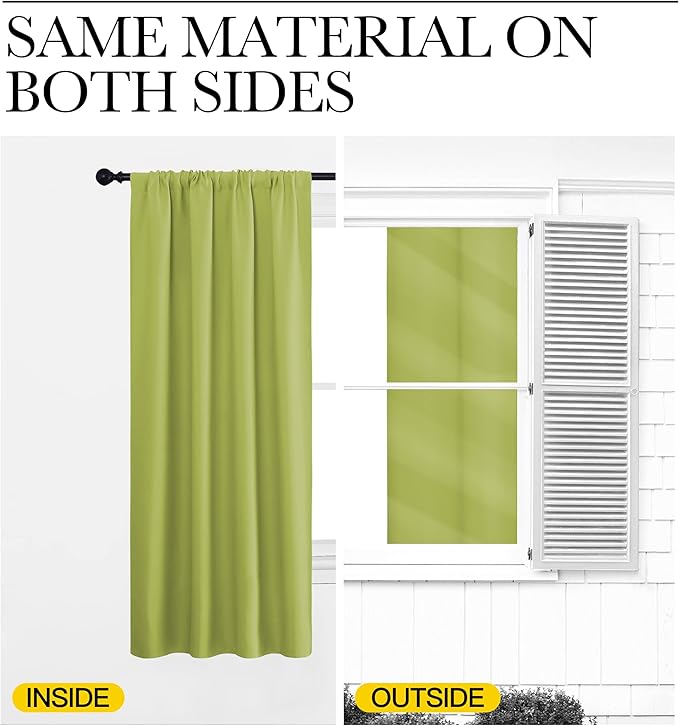 NICETOWN Blackout Curtains for Living Curtains, Fresh Green, 1 Pair, 34-inch W - Image 5
