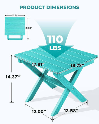 SERWALL Folding Outdoor Side Table Set of 4, Small Adirondack Side Table - Image 3