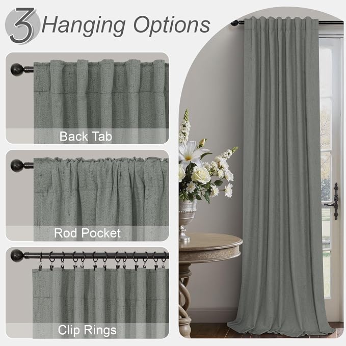 Dark Grey Curtains 108 Inches Long 2 Panels Set - Image 6