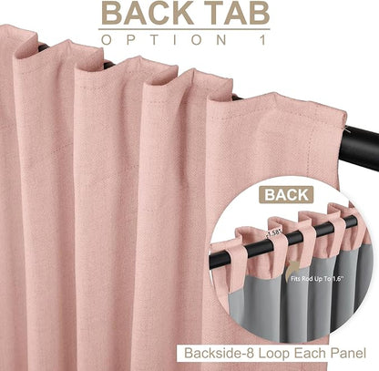 Linen Textured Total Blackout Sliding Door Curtains 90 Inches Long, Blush Pink - Image 3