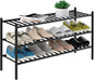 ROMGUAR CRAFT 3-Tier Bamboo Long Shoe Rack, Free Standing Wood Shoe Shelf by ROMGUAR+CRAFT