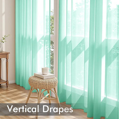 MIULEE Aqua Sheer Curtains 84 Inches Long 4 Panels 42 x 84 Inches | Light - Image 5