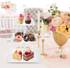 3 Tier Cupcake Stand, Durable Plastic 3 Tier Serving Tray for Cupcake, Fruit, Chocolate, Cookies, Square White Embossed Tiered Tray Stand for Wedding, Baby Shower, Party