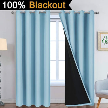 Yakamok Sky Blue 100% Blackout Curtains 84 Inches Long 52" Wide 2 Panel | - Image 2