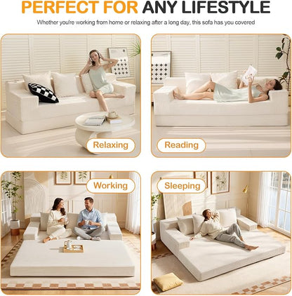Erament Convertible Futon Sofa Bed Couch, Compression Boneless Floor Couch Sofa - Image 6