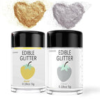 Gold Silver Edible Glitter Glimmer Powder for Cakes Drinks - Colaele 5 grams Food Grade Luster Dust Metallic Food Decorating Sprinkle Disco Brew Dust for Cake Decorations Wine Beverage Dessert, Vegan