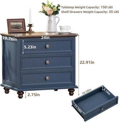 Joaxswe 24" Wide Farmhouse Night Stand, Large End Table - Image 2