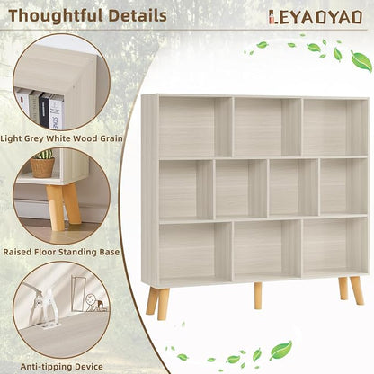 LEYAOYAO 10 Cube Bookshelf, 3 Tier Modern Wide Bookcase - Image 4