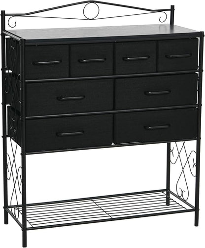 Household Essentials Black Oak & Iron Apothecary 8-Drawer Sideboard by HouseholdEssentials