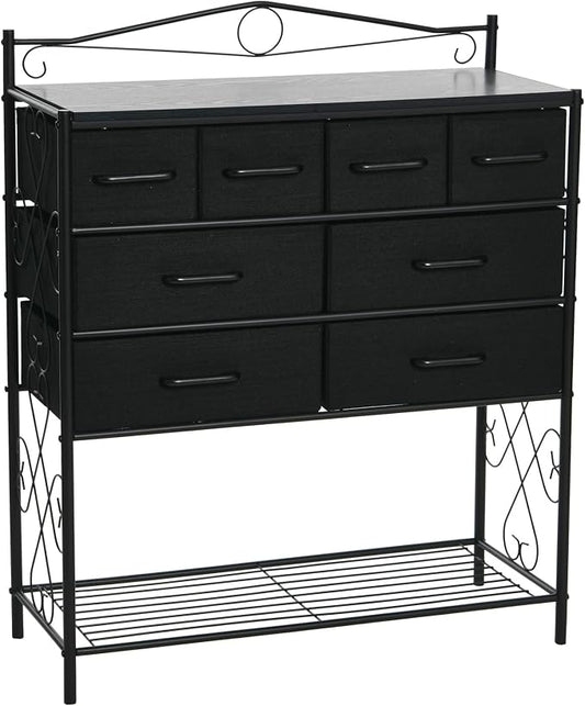 Household Essentials Black Oak & Iron Apothecary 8-Drawer Sideboard by HouseholdEssentials