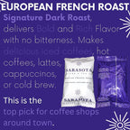 Sarasota Coffee Ground Packets | Low Acid Dark Roast Ground Coffee Packs | European French Roast | Mold Free Coffee Singles Packets | Ground Coffee Pouches | Individual Coffee Packets for 12 Cup Coffee Maker | 2 Ounce Bags, 36 Count
