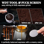 Espresso Accessories Kit 51mm, Coffee Tamper Set with Espresso Tamper, WDT Tool, Espresso Tamper Mat, Espresso Dosing Funnel, Puck Screen, Espresso Tools for 51mm Coffee Machine Accessories