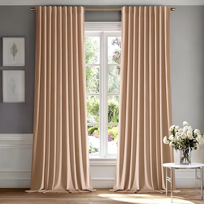 MIULEE Blush Beige Velvet Curtains 52x96 inches Luxury Blackout Curtains | by MIULEE