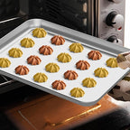 Baking Sheet with Rack Set [2 Pans + 2 Racks], Wildone Stainless Steel Cookie Sheet Baking Pan Tray with Cooling Rack, Size 16 x 12 x 1 Inch, Non Toxic & Heavy Duty & Easy Clean