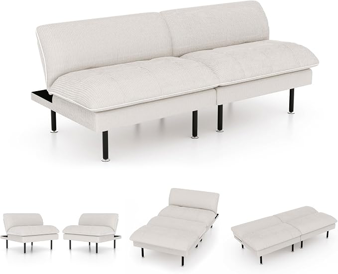 Ribilake 2 Sets 70" Futon Sofa Bed, 4 1 Multi-Function Couch Sleeper - Image 3