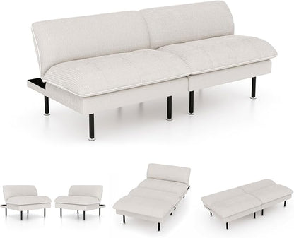 Ribilake 2 Sets 70" Futon Sofa Bed, 4 1 Multi-Function Couch Sleeper - Image 3
