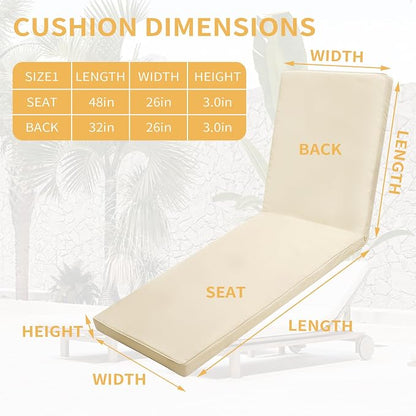 Outdoor Chaise Lounge Cushions for Patio, Lounge Chair Cushions, Waterproof - Image 7