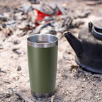 HASLE OUTFITTERS 20oz Tumblers Bulk Stainless Steel Cup with Lid Double Wall Vacuum Insulated Coffee Mug for Cold & Hot Drinks 8 Pack, Army Green