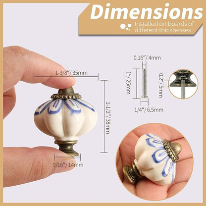 Ivory Pumpkin Knobs 2 Pack Ceramic Cabinet Knobs Vintage Drawer Pulls - Image 4