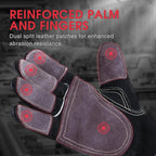YESWELDER Leather Work Gloves for Men or Women，Suitable for welding & gardening etc. Cowhide leather with cotton lining, wrist closure, grippy and durable.Reinforced palm and finger,Black-gray L