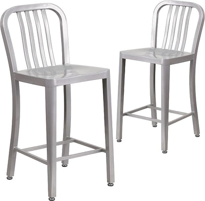 Flash Furniture Gael Commercial Grade 2 Pack 24" High Silver Metal by FlashFurniture