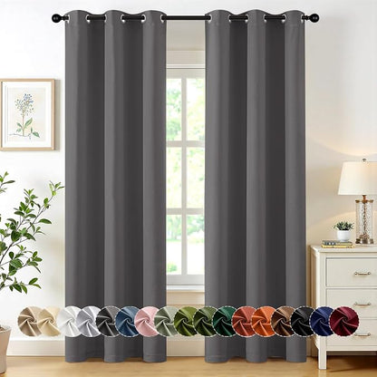 MIULEE Blackout Curtains for Bedroom 2 Panels 40 x 84 Inch Long Gray | Thermal by MIULEE