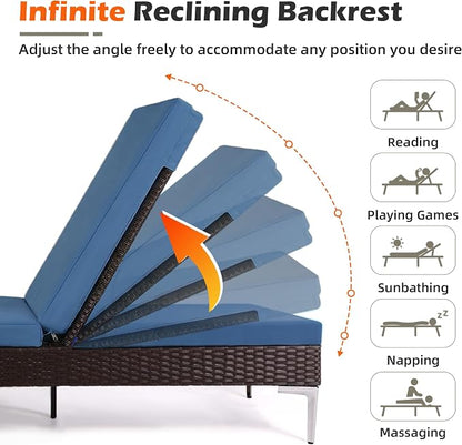 HOMREST Outdoor Chaise Lounge Chair, Patio Wicker Lounge Chair - Image 4