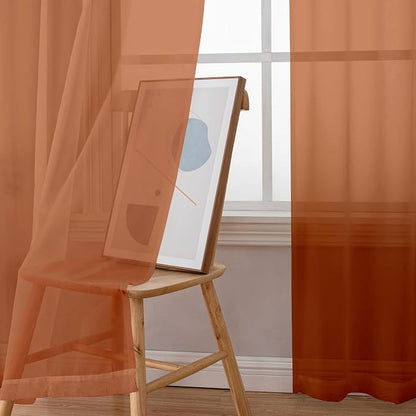 Simplebrand Orange Short Sheer Curtains 45 Inch Length - Image 4
