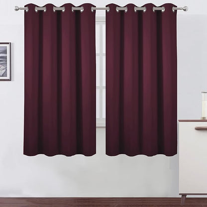 Burgundy Red Blackout Curtains 66 x 63 Inch Length/Set of 2 Curtain by Lemomo