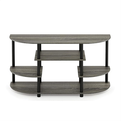 Furinno JAYA Simple Design Corner TV Stand, French Oak Grey/Black, 42.04 x - Image 5