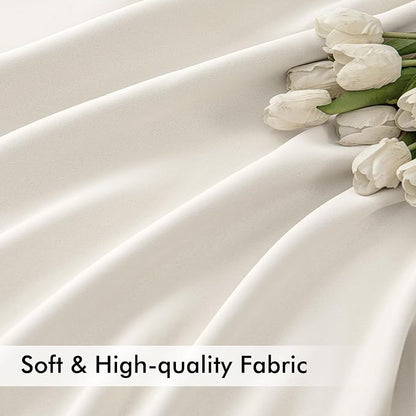 MIULEE Ivory Back Tab Blackout Curtains 52x102 Inch Long 2 Panels Set | Rod - Image 6