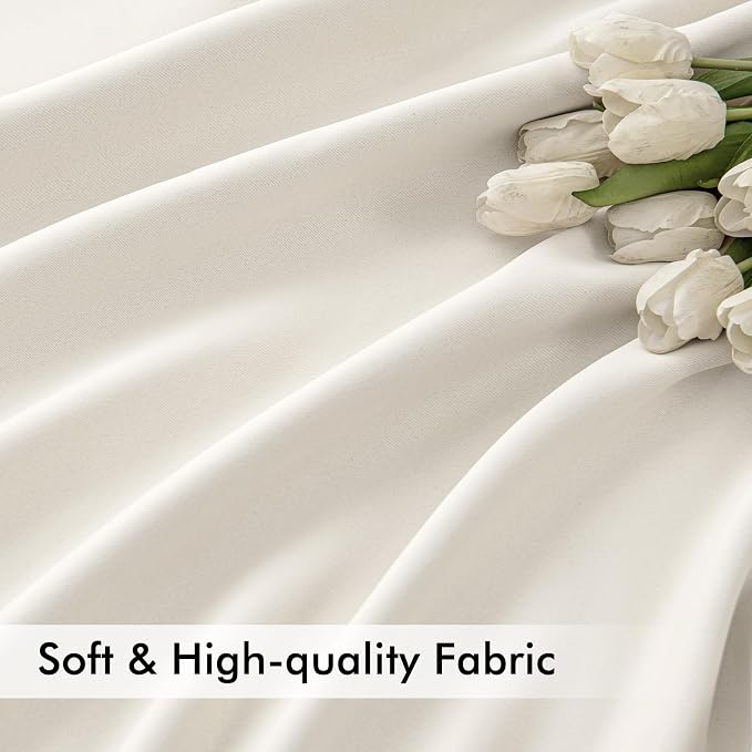 MIULEE Ivory Back Tab Blackout Curtains 52x63 Inches Long 2 Panels Set | Rod - Image 6
