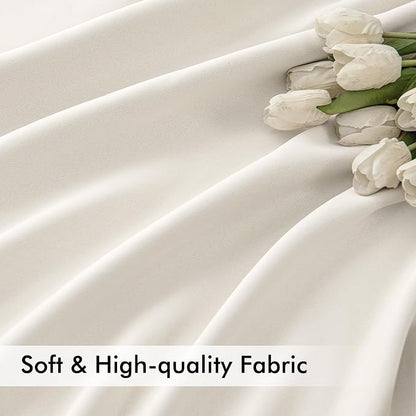 MIULEE Ivory Back Tab Blackout Curtains 52x63 Inches Long 2 Panels Set | Rod - Image 6