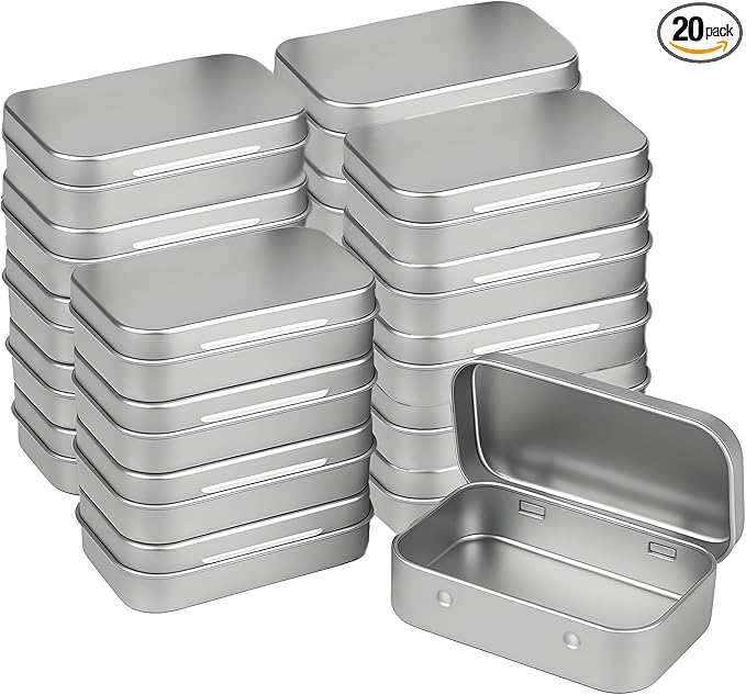 Small Metal Box With Lid-Cookie Tins Metal Tins With Lids Lens Wipes Storage Container Mini Portable Box,Empty Hinged Tin,For Organize Mint Candy Jar,Sewing Tools,DIY Gift Boxes(Silvery, 20 Pcs)