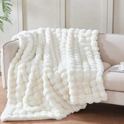 50x60 Inches Ultra-Soft Fuzzy Faux Fur Plush Throw Blanket by Serenhom