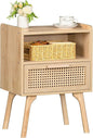 Lerliuo Rattan Nightstand, Boho Side Table by Lerliuo