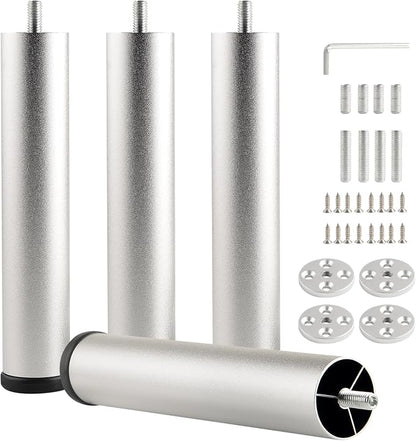 Adjustable Furniture Legs 8 Inch Silver Bed Support Legs Cylinder M8 Screw in by Unknown