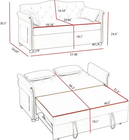 Auvsoce 57'' Convertible Sleeper Sofa Bed - Image 2