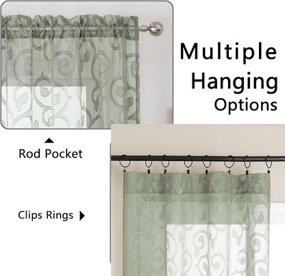 Furman Sheer Sage Green Curtains 84 inches Long - Image 4