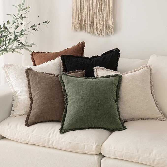 MIULEE Linen Decorative Fall Lumbar Throw Pillow Covers Cocoa Brown 12x20 | Set - Image 6
