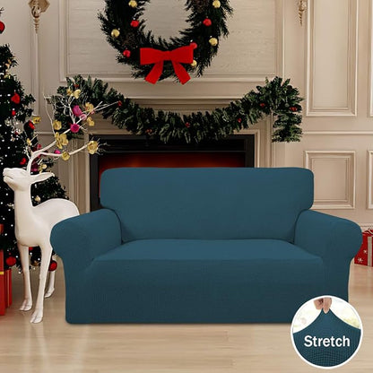 Easy-Going Stretch Loveseat Couch Covers Washable Deep Teal | 1-Piece Loveseat - Image 2