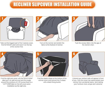 VANSOFY Recliner Chair Covers, 3-Pieces Stretch Recliner Covers - Image 6