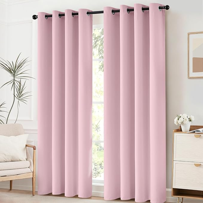 Yakamok Room Darkening Curtains 52x63 inch Long Pink-Living Room | 2 panels - Image 2