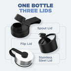 IRON °FLASK Camping & Hiking Hydration Flask with 3 Lids - Stainless Steel, Double Walled & Vacuum Insulated Water Bottle - Leak Proof & BPA Free (Dark Night, Spout - 22 oz)